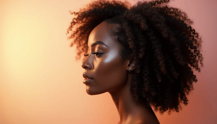 side profile of woman with natural hair