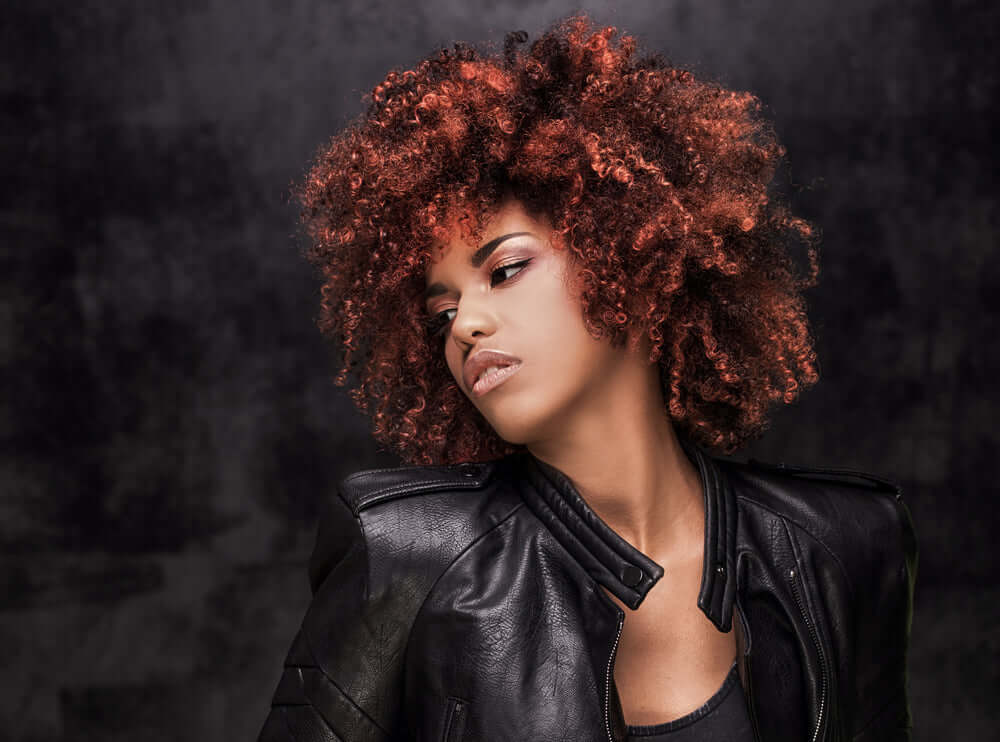 A woman with color-treated hair