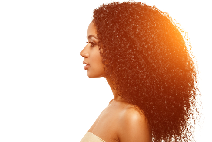 Side profile of a woman with long hair