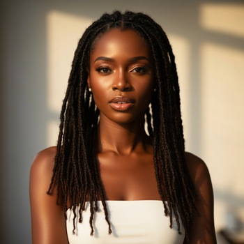 Front view of woman with locs