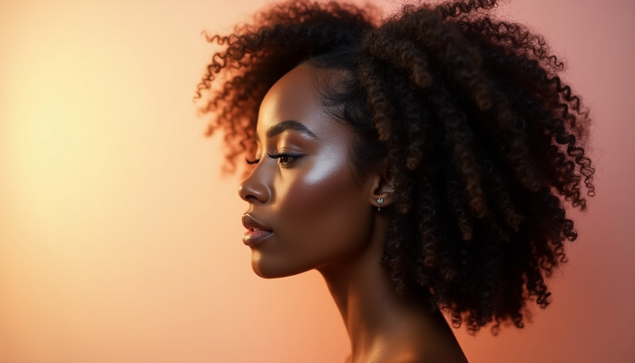 side profile of woman with natural hair