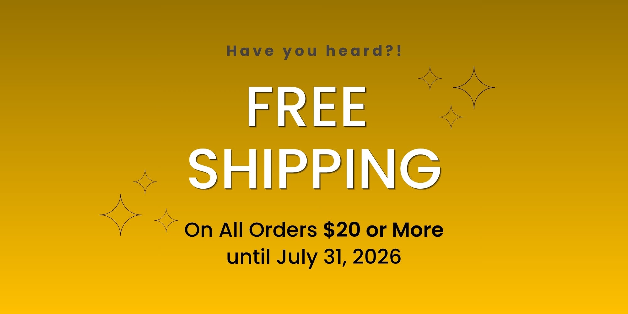 free shipping on all orders $20 or more