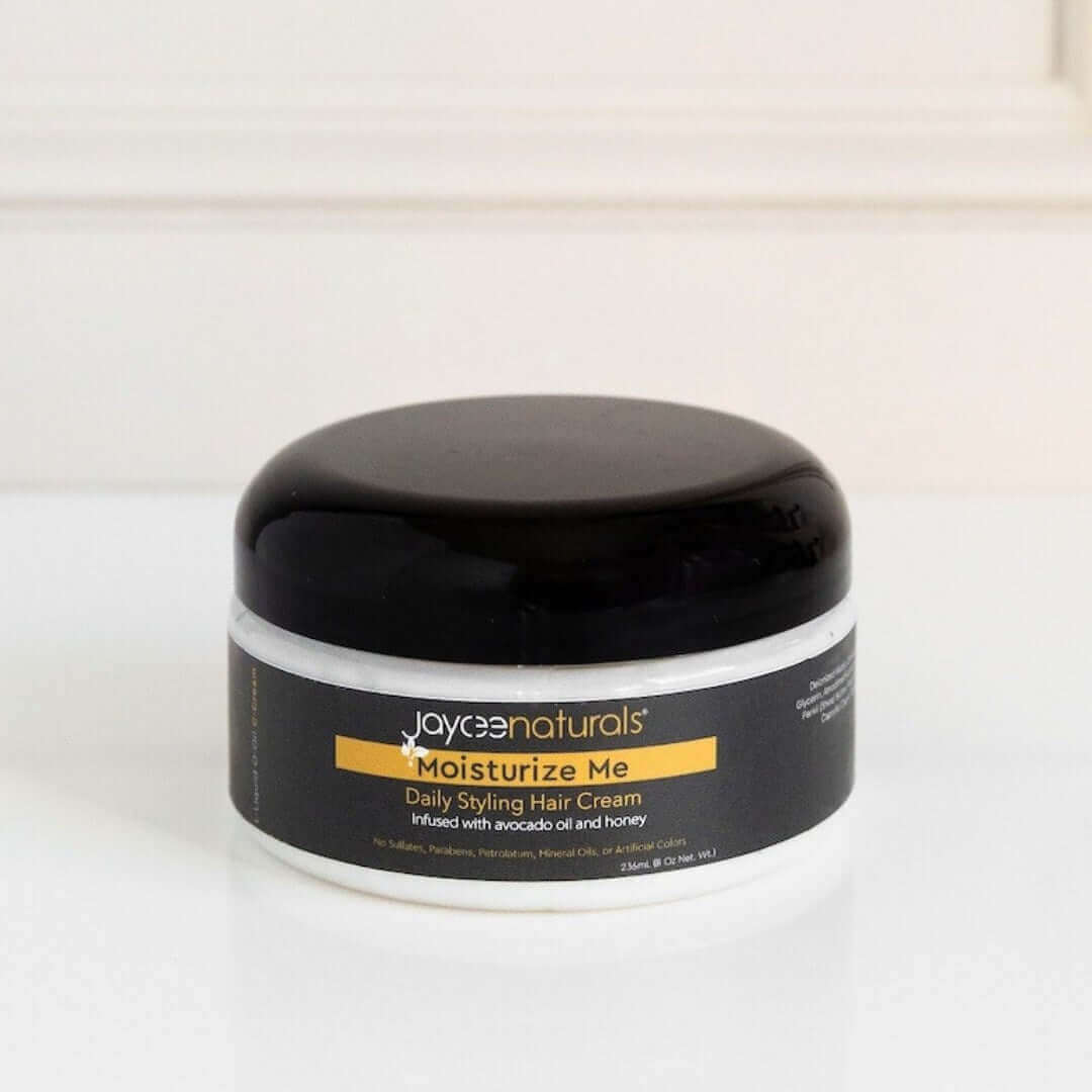 Jar of Jaycee Naturals Moisturize Me Daily Styling Hair Cream on a white background