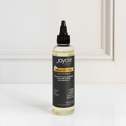 Bottle of Jaycee Naturals Nourish Me Lav Oil Blend on a white background