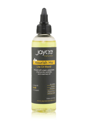 Bottle of Jaycee Naturals Nourish Me Lite Oil Blend on a white background