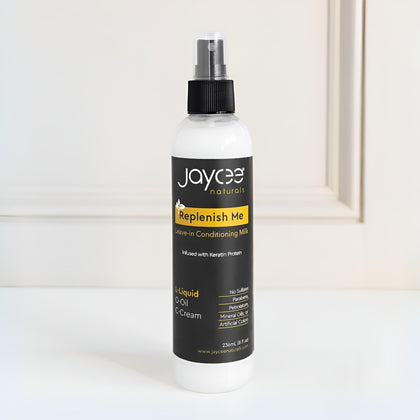 Jaycee Naturals hair care product bottle on a white background